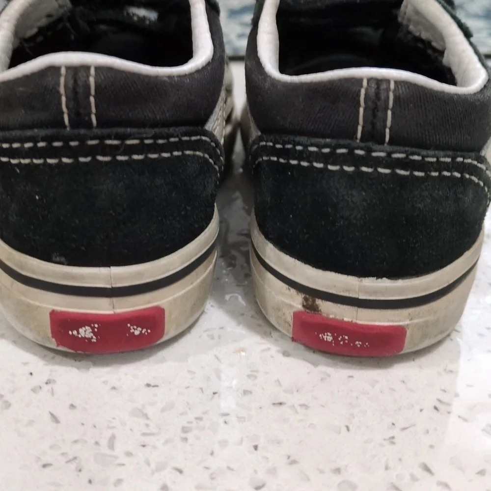Vans Kids Black and White Velcro Sneakers